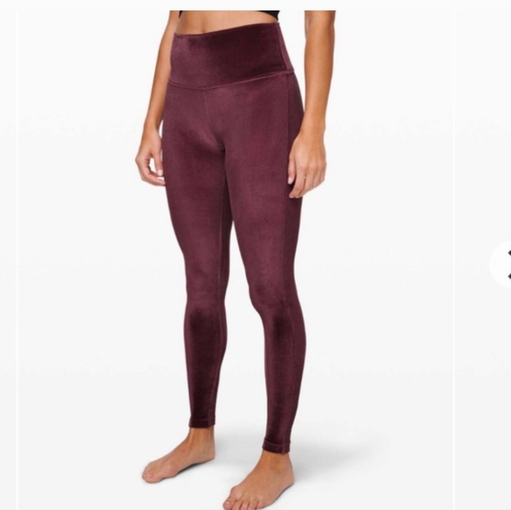Lululemon Wunder Lounge High Rise Velvet Tights Garnet